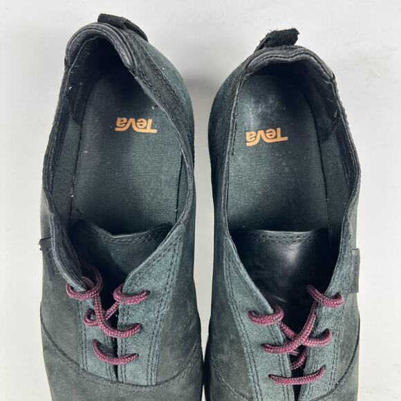 Teva De La Vina Dos Bison Oxfords Women 7.5 Black Leather Round Toe Casual Boots - Picture 11 of 12